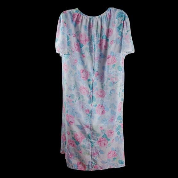 NWT Vtg Miss Elaine Floral Nightgown XL Sleepwear Pastel Pink Blue Cottagecore - Picture 5 of 7